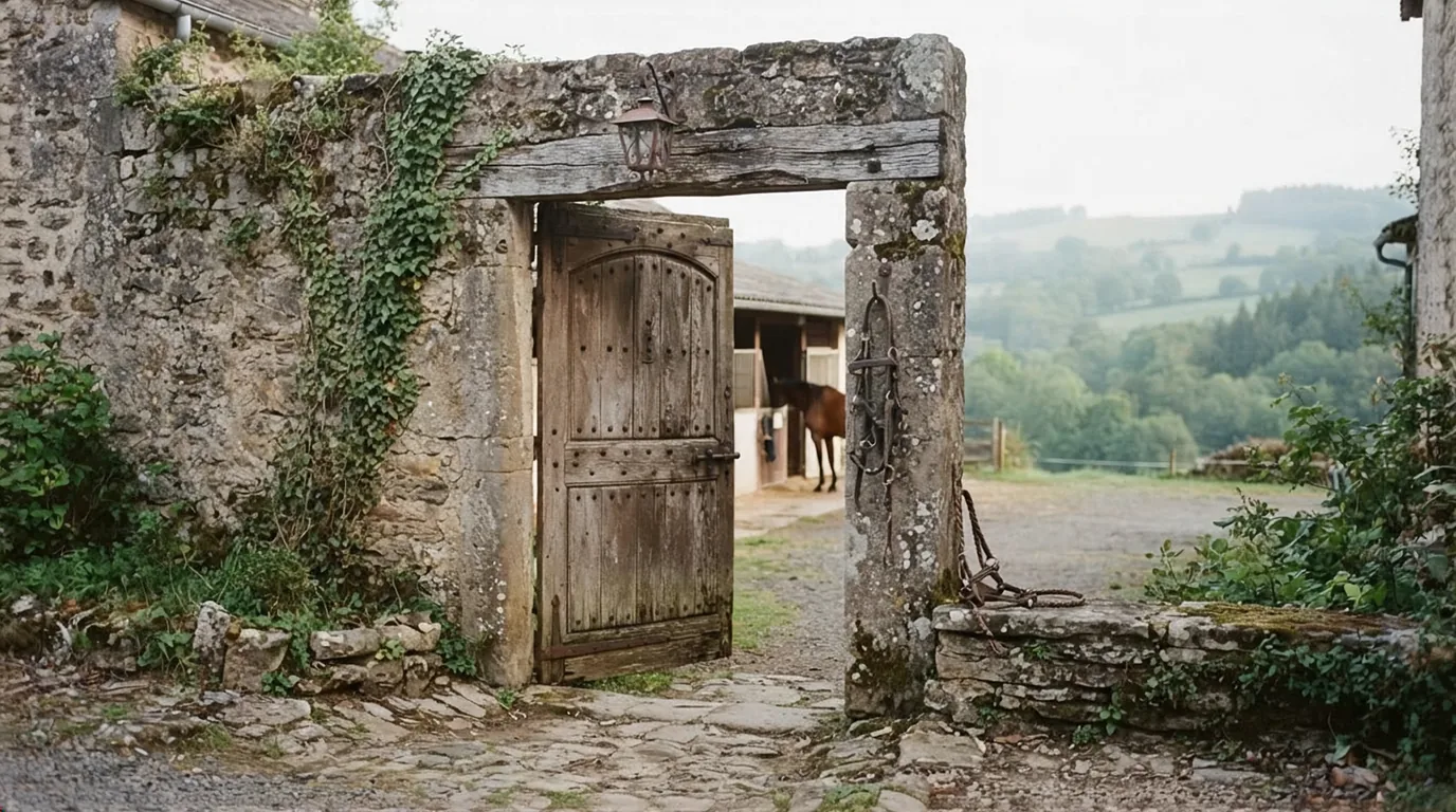 Entrée du Écuries du Roc, centre équestre à Sainte-Féréole