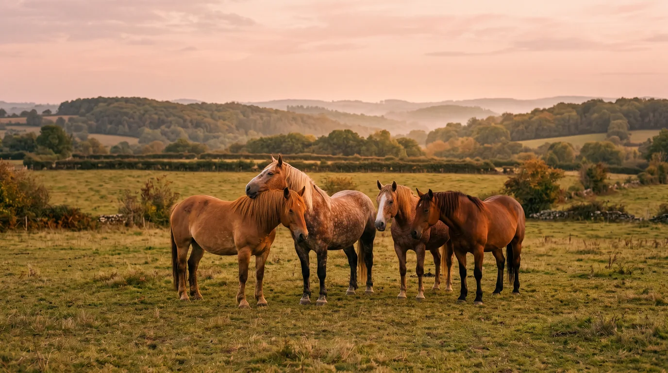 Les chevaux du Écuries du Roc en liberté, Corrèze